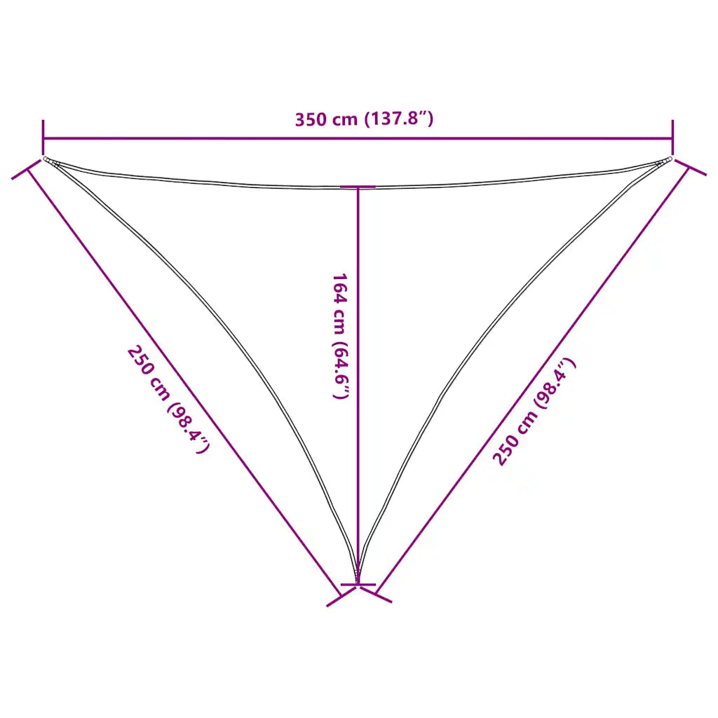 Para-sol vela tecido oxford triangular 2,5x2,5x3,5 m