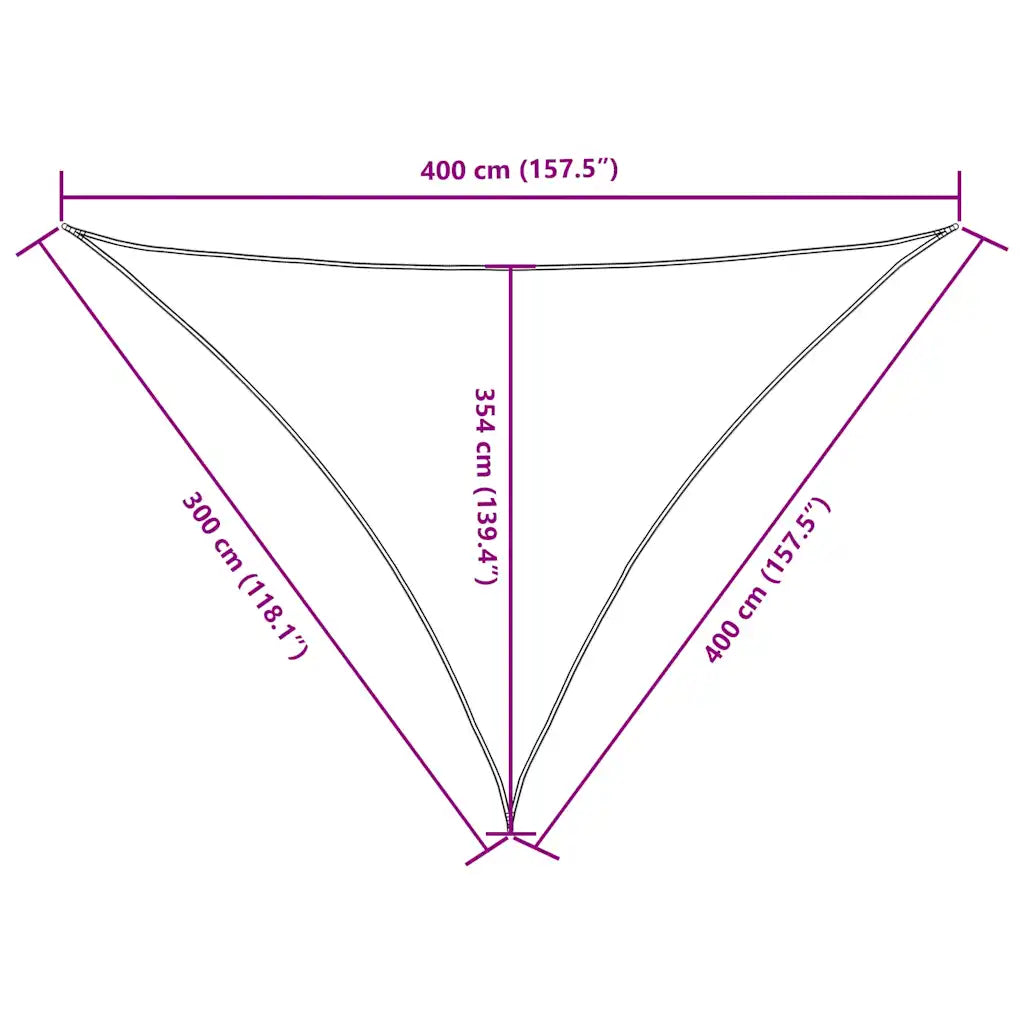 Para-sol estilo vela tecido oxford triangular 3x4x4 m