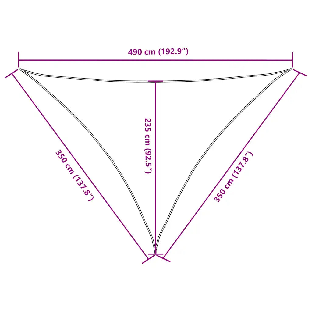 Para-sol vela tecido oxford triangular 3,5x3,5x4,9 m