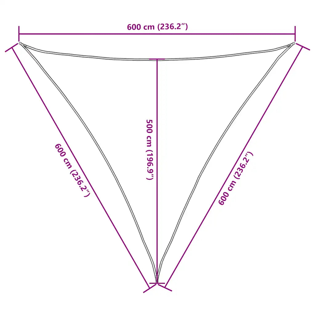 Para-sol estilo vela tecido oxford triangular 6x6x6 m