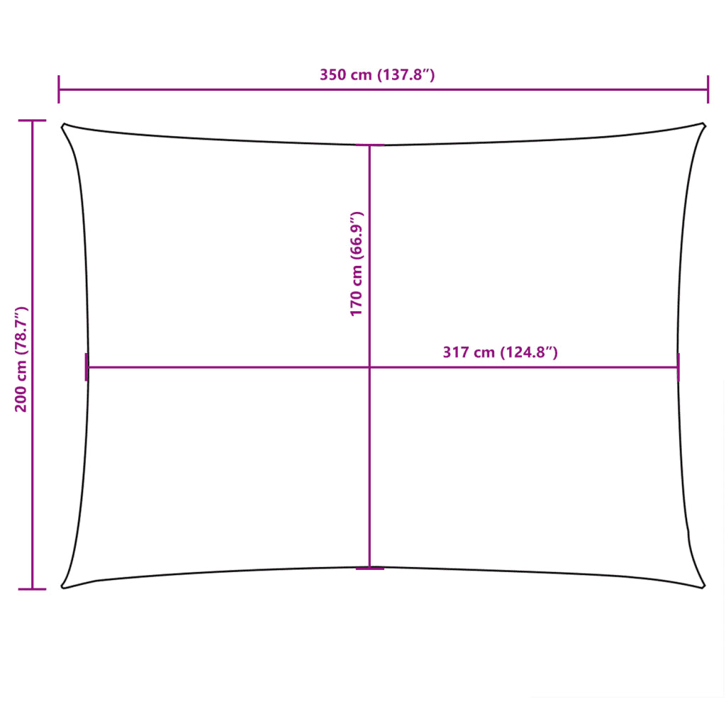 Para-sol estilo vela tecido oxford retangular 2x3,5 m