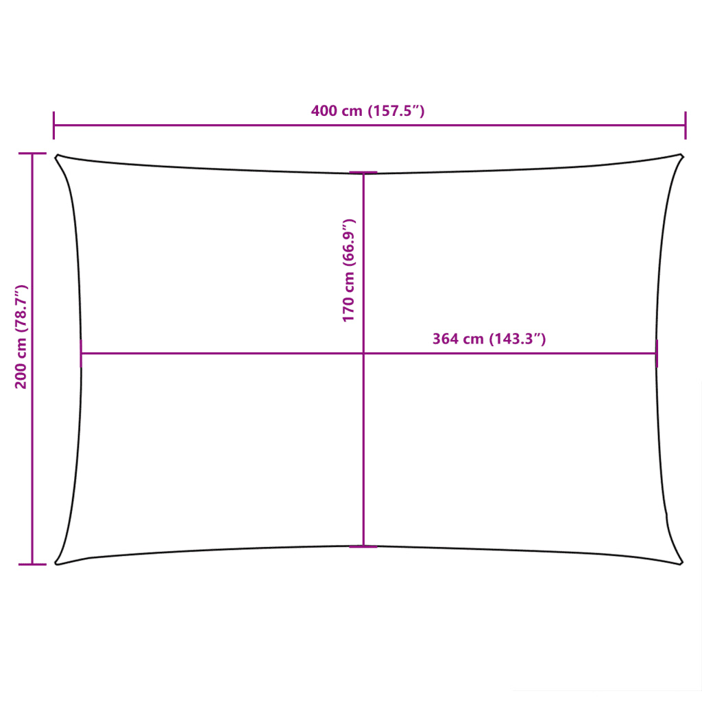 Para-sol estilo vela tecido oxford retangular 2x4 m