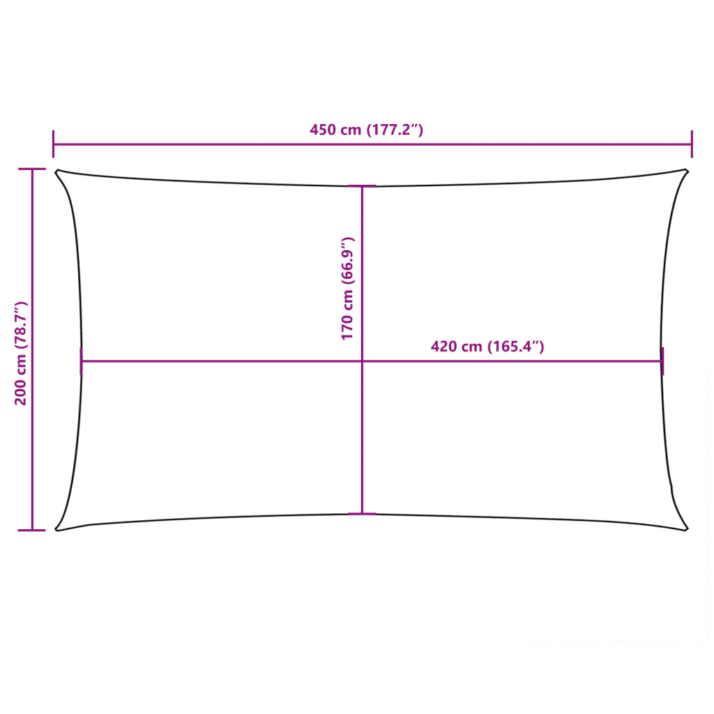 Para-sol estilo vela tecido oxford retangular 2x4,5 m