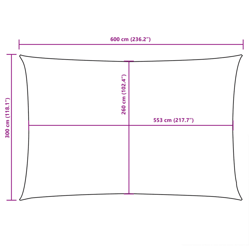 Para-sol estilo vela tecido oxford retangular 3x6 m