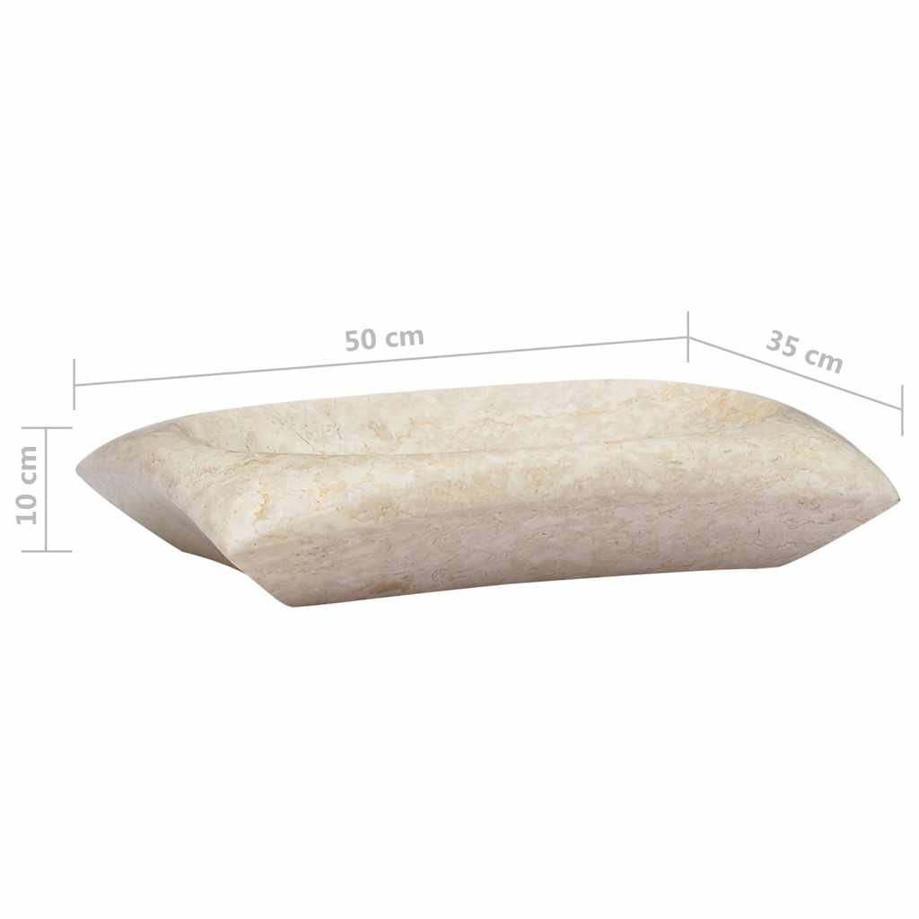 vidaXL Lavatório 50x35x10 cm mármore cor creme