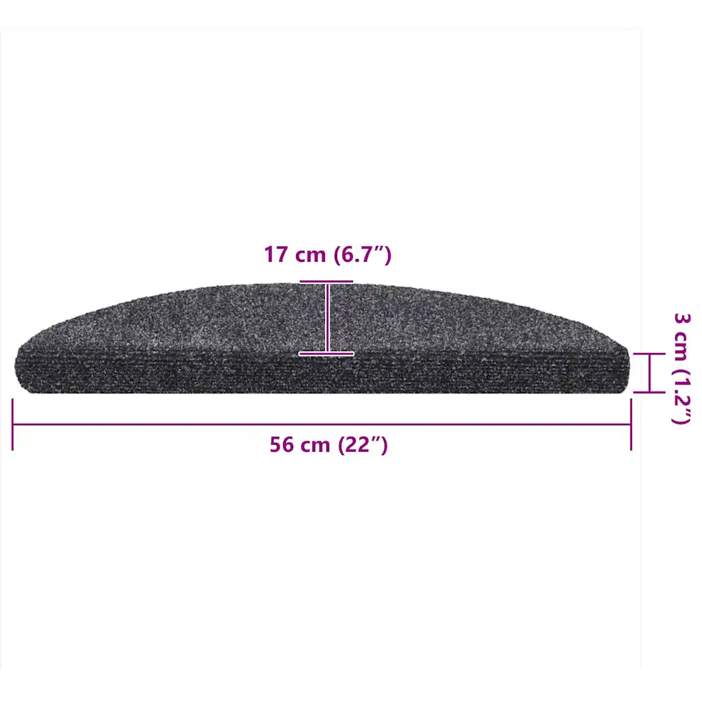 Tapetes de escada autoadesivos 5 peças 56x17x3 cm cinza escuro semicircular