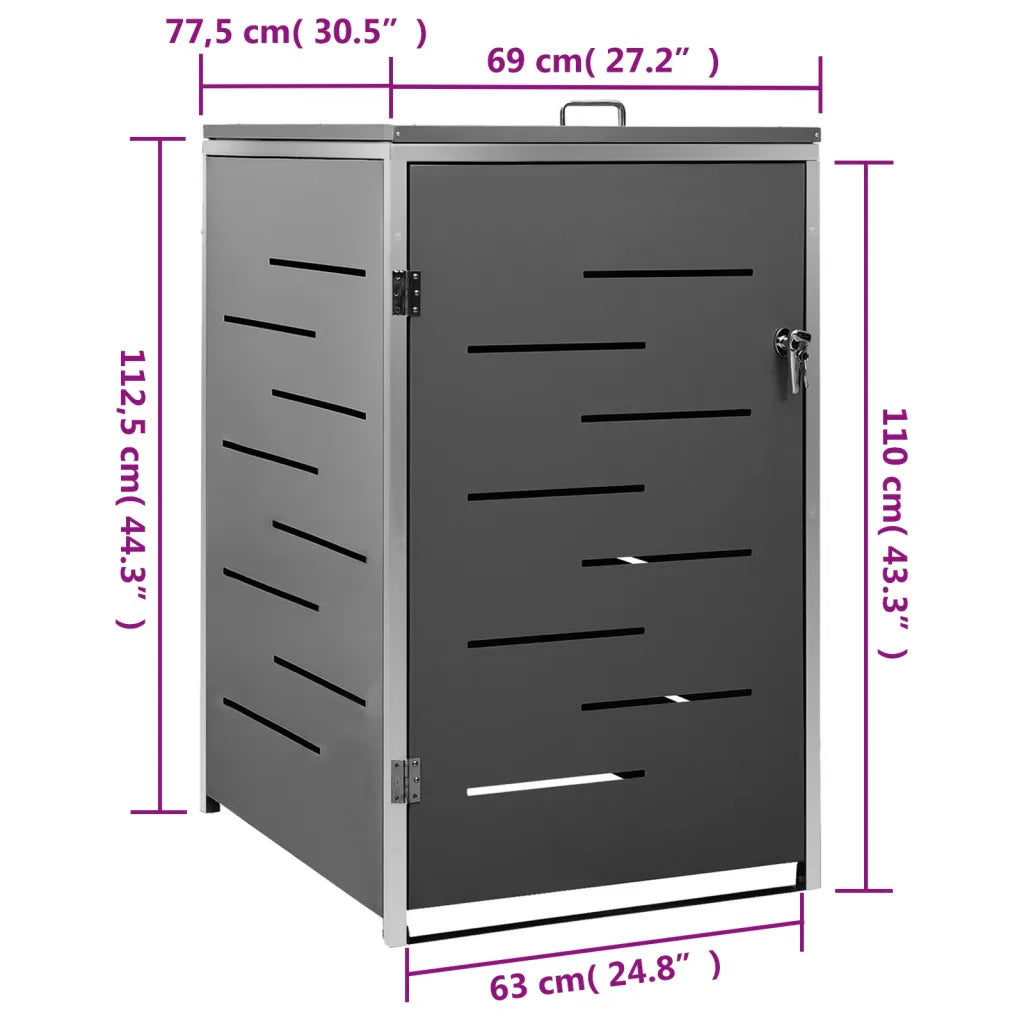 Abrigo para caixote do lixo 69x77,5x112,5 cm aço inoxidável