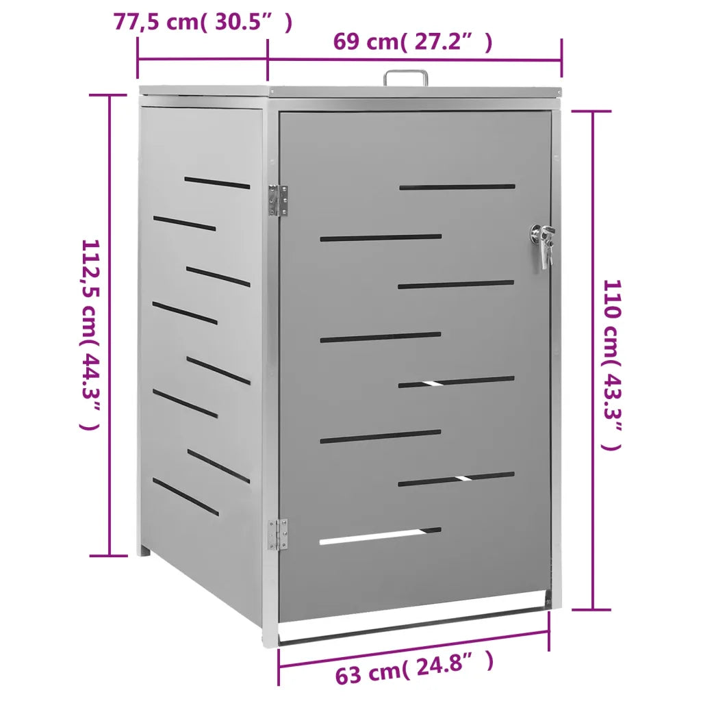 Abrigo para caixote do lixo 69x77,5x112,5 cm aço inoxidável