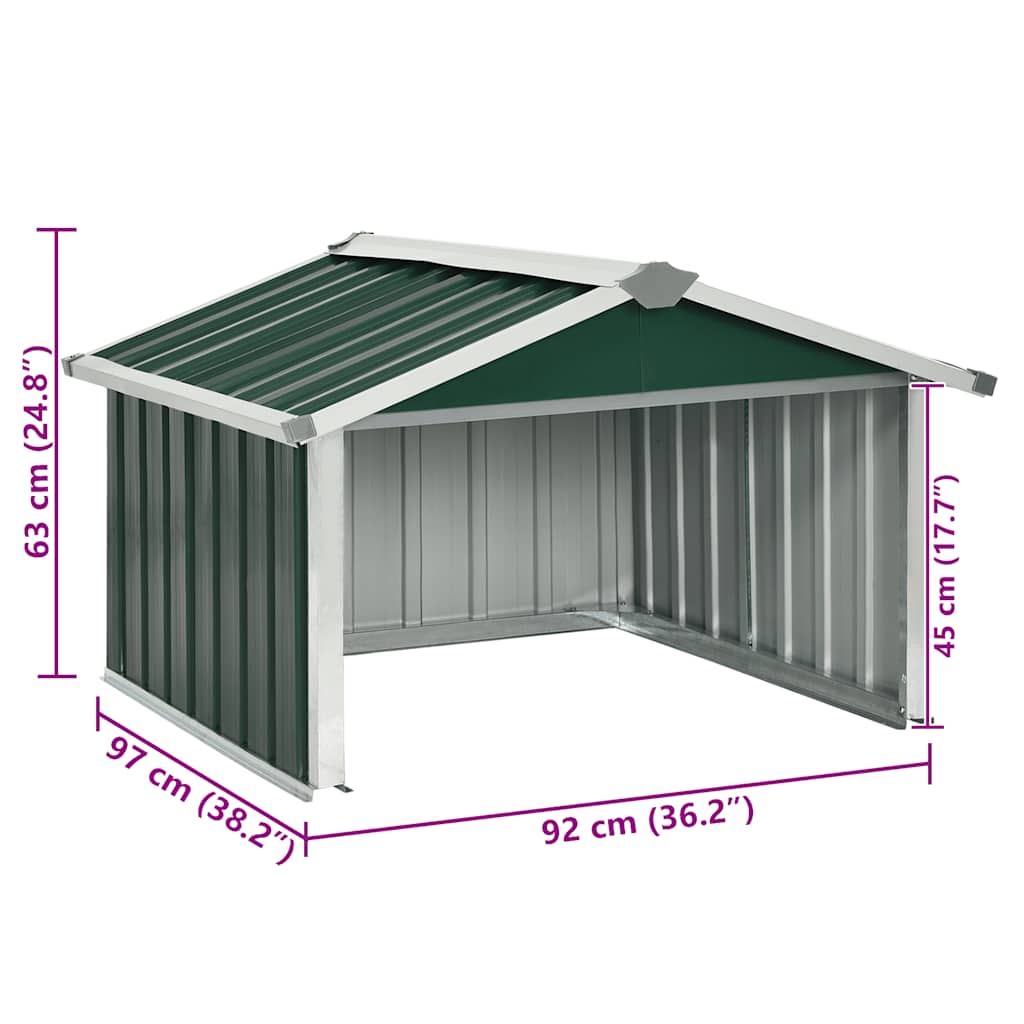 vidaXL Abrigo para corta-relva 92x97x63 cm aço galvanizado verde