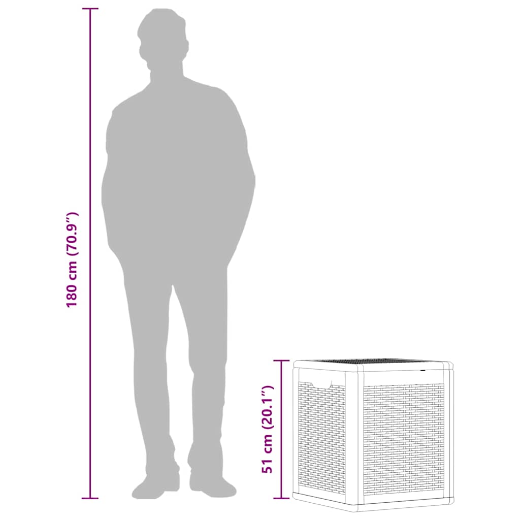 vidaXL Caixa de arrumação para jardim 90 L vime PP preto