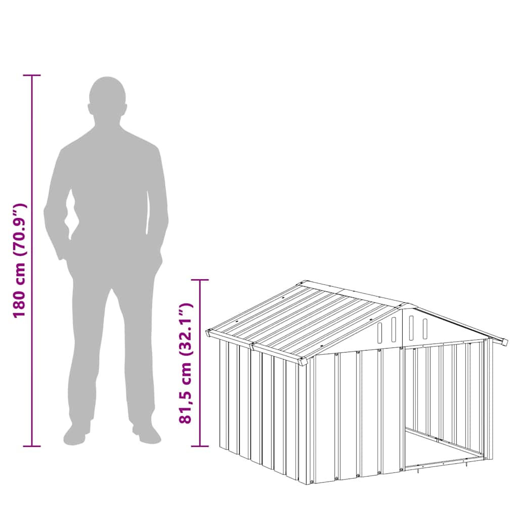 vidaXL Casota para cães 116,5x103x81,5 cm aço galvanizado antracite