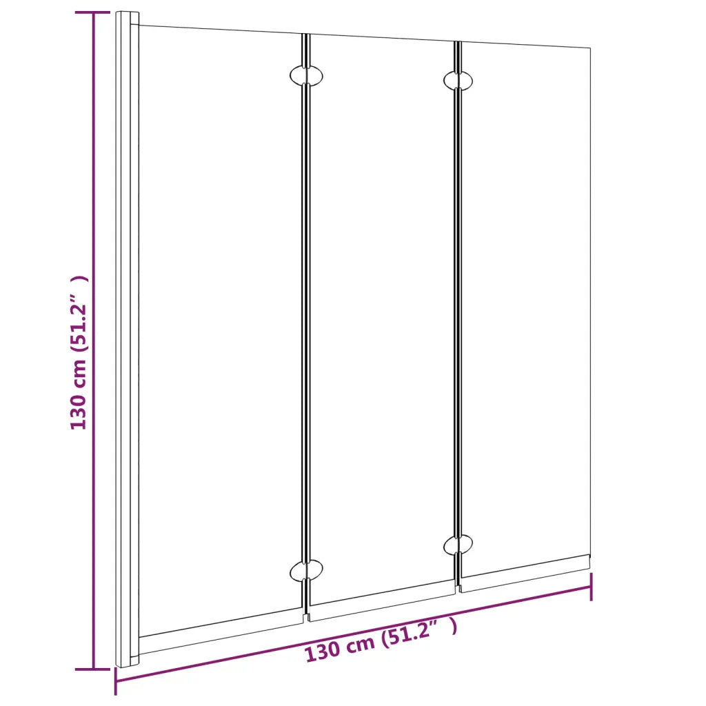 Divisória de chuveiro dobrável 3 painéis 130x130 cm ESG