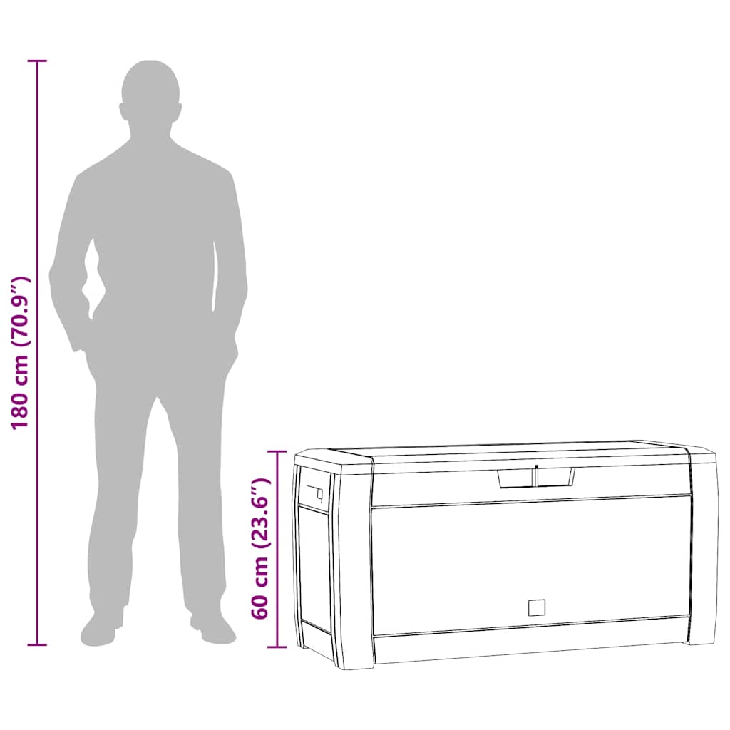 vidaXL Caixa de arrumação p/ jardim 119x48x60cm polipropileno castanho