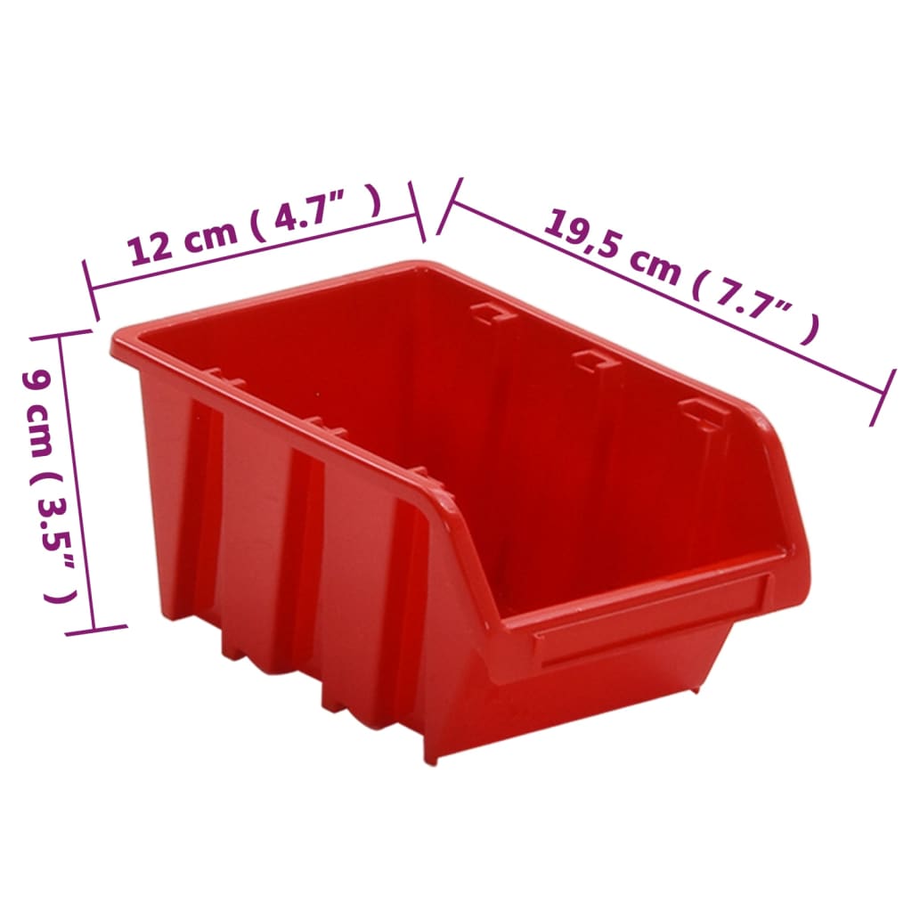 vidaXL 30pcs conjunto prateleiras de oficina 77x39cm PP preto/vermelho