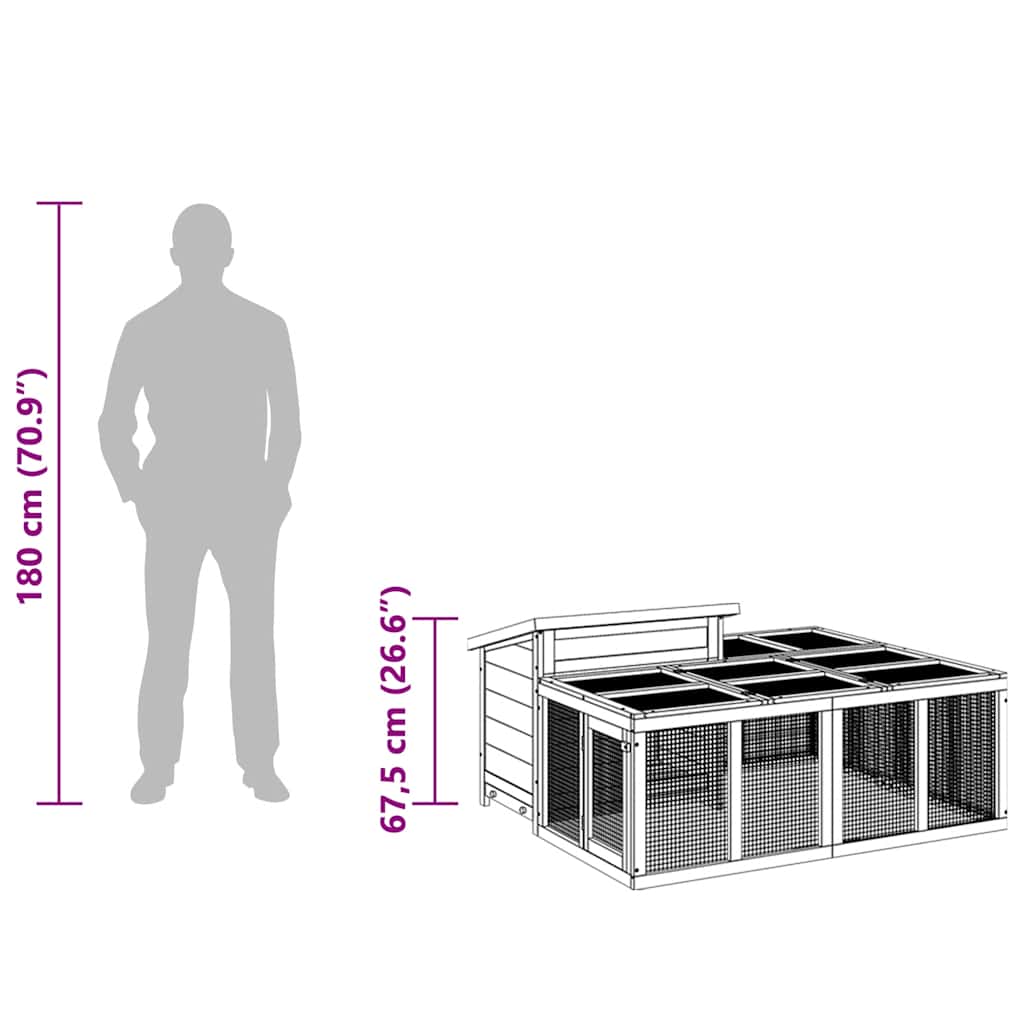 vidaXL Coelheira 144x123x67,5 cm pinho maciço castanho