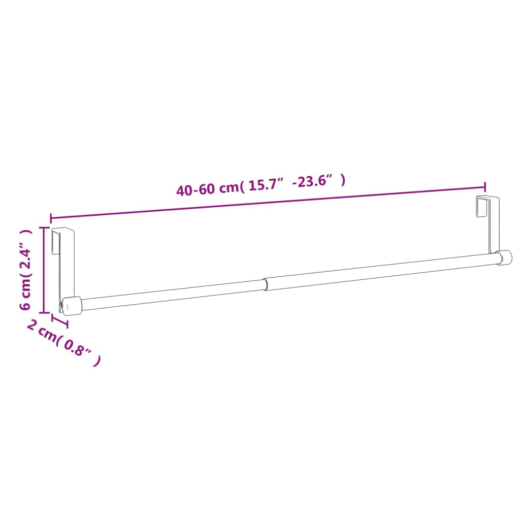 vidaXL Varões para cortinas 2 pcs 40-60 cm alumínio branco e prateado