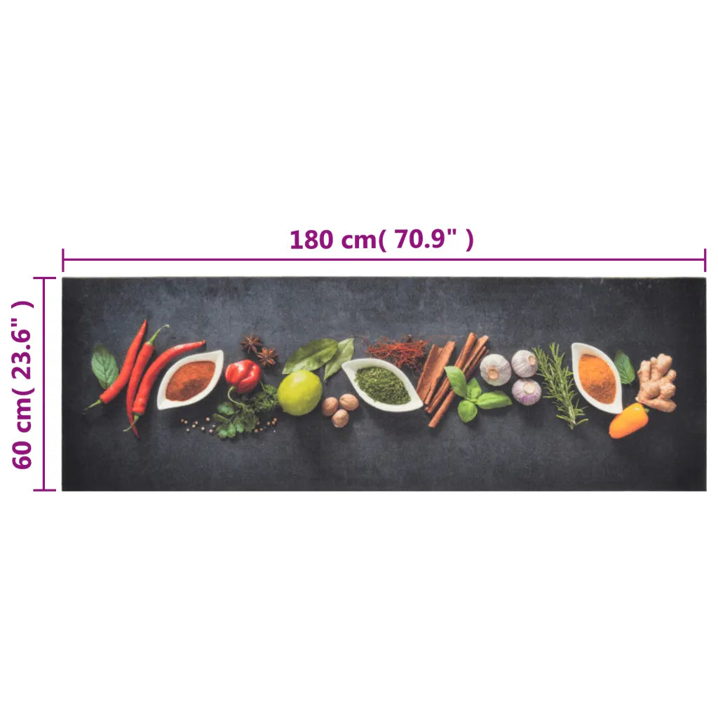 Tapete de cozinha lavável 60x180 cm veludo padrão especiarias