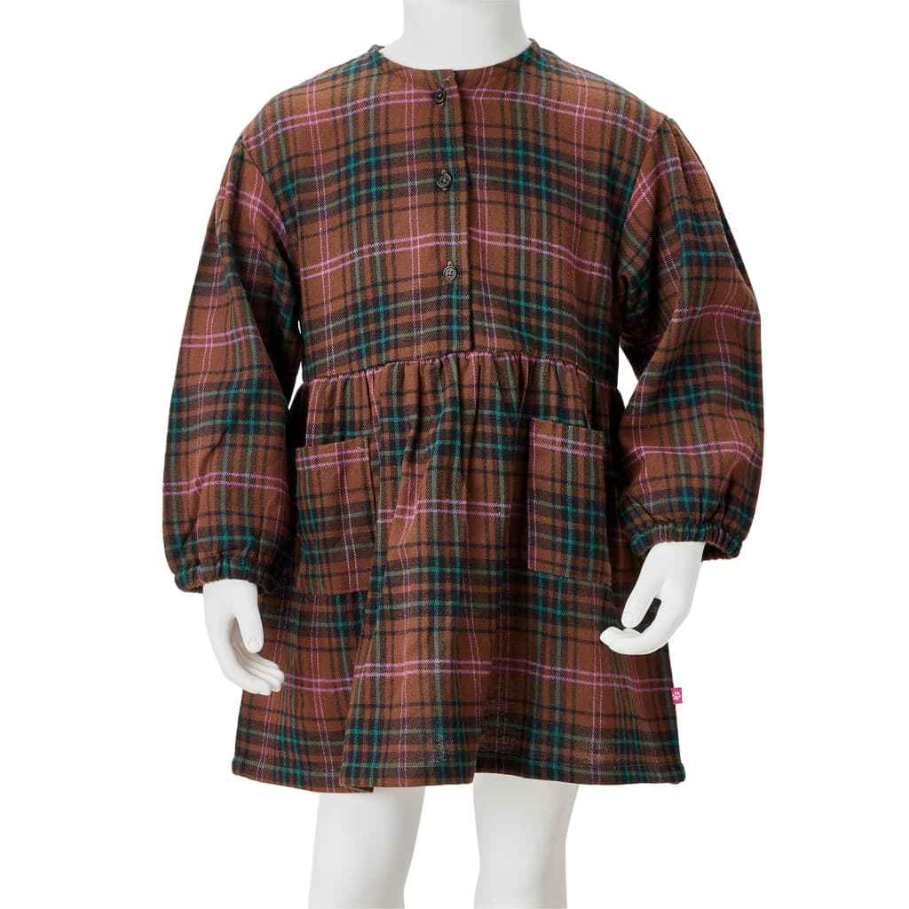 Vestido de criança com mangas compridas cor conhaque 92