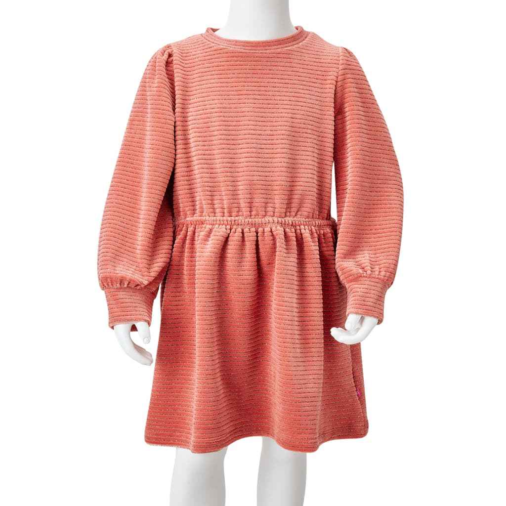 Vestido de manga comprida p/ criança rosa-médio 92