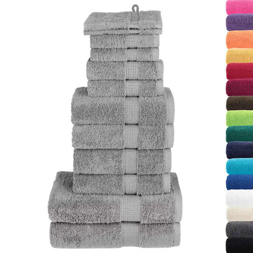 12pcs Conjunto toalhas banho premium SOLUND 600 gsm cinza