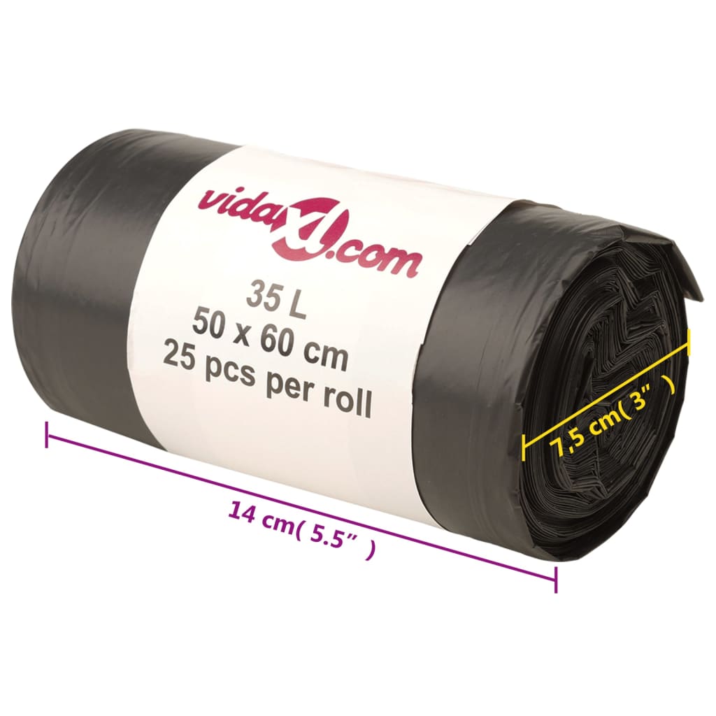 vidaXL Sacos do lixo 250 pcs 35 L preto