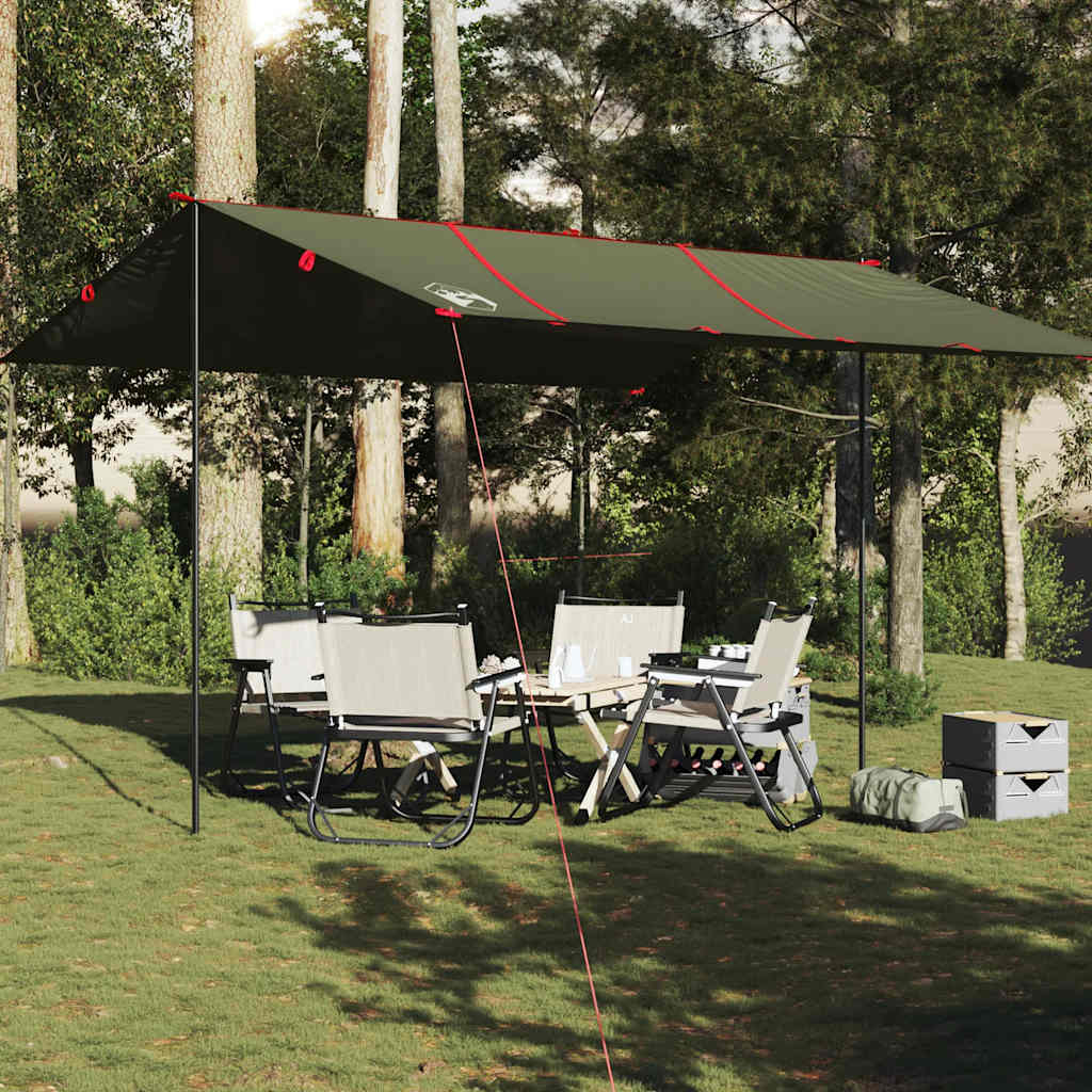 vidaXL Lona de campismo 451x420 cm impermeável verde azeitona