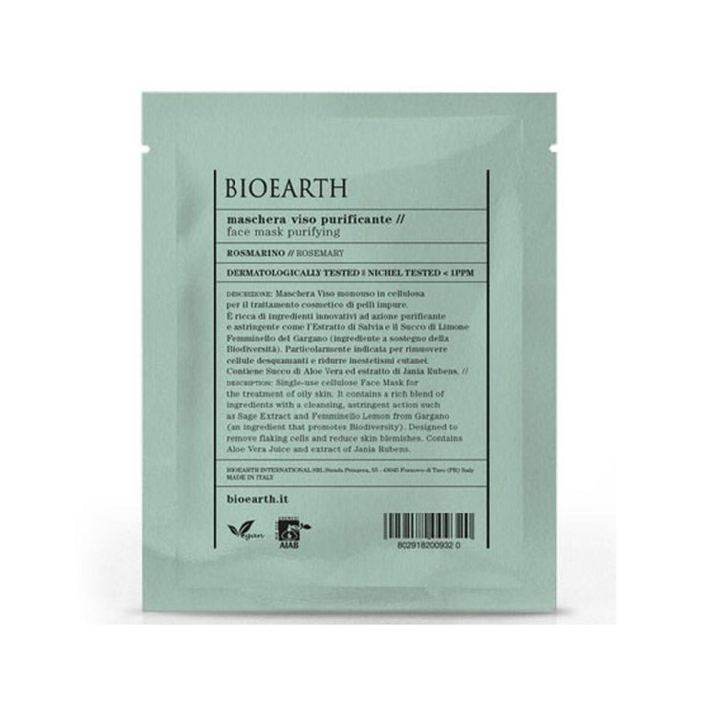 BIOEARTH PURIFICANTE MASCARILLA FACIAL ROMERO 1UN
