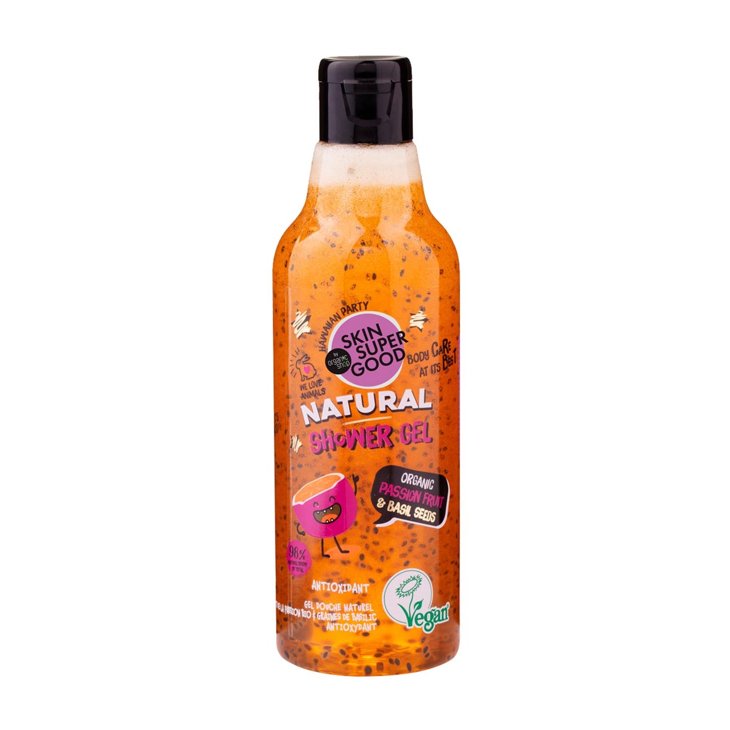 NATURA SIBERICA SKIN SUPER GOOD NATURAL GEL DE BAÑO DE FRUTA DE LA PASIÓN ORGÁNICA Y SEMILLAS DE ALBAHACA 250ML