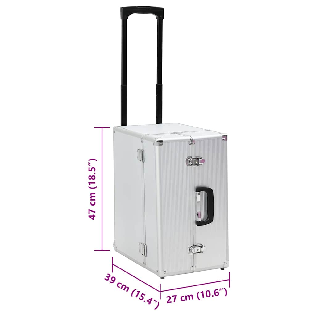 vidaXL Trólei estilo piloto 47x39x27 cm alumínio prateado