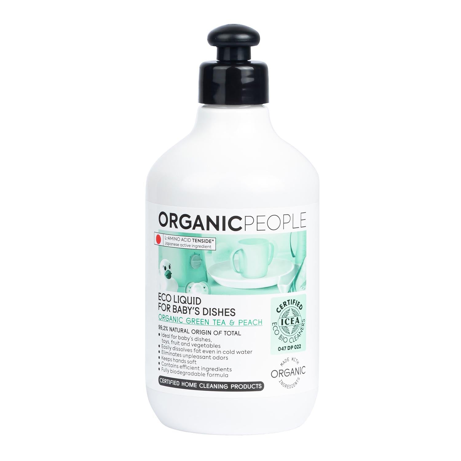 Organic People Organic Green Tea Peach Eco Liquid For Baby'S Dishes 200Ml