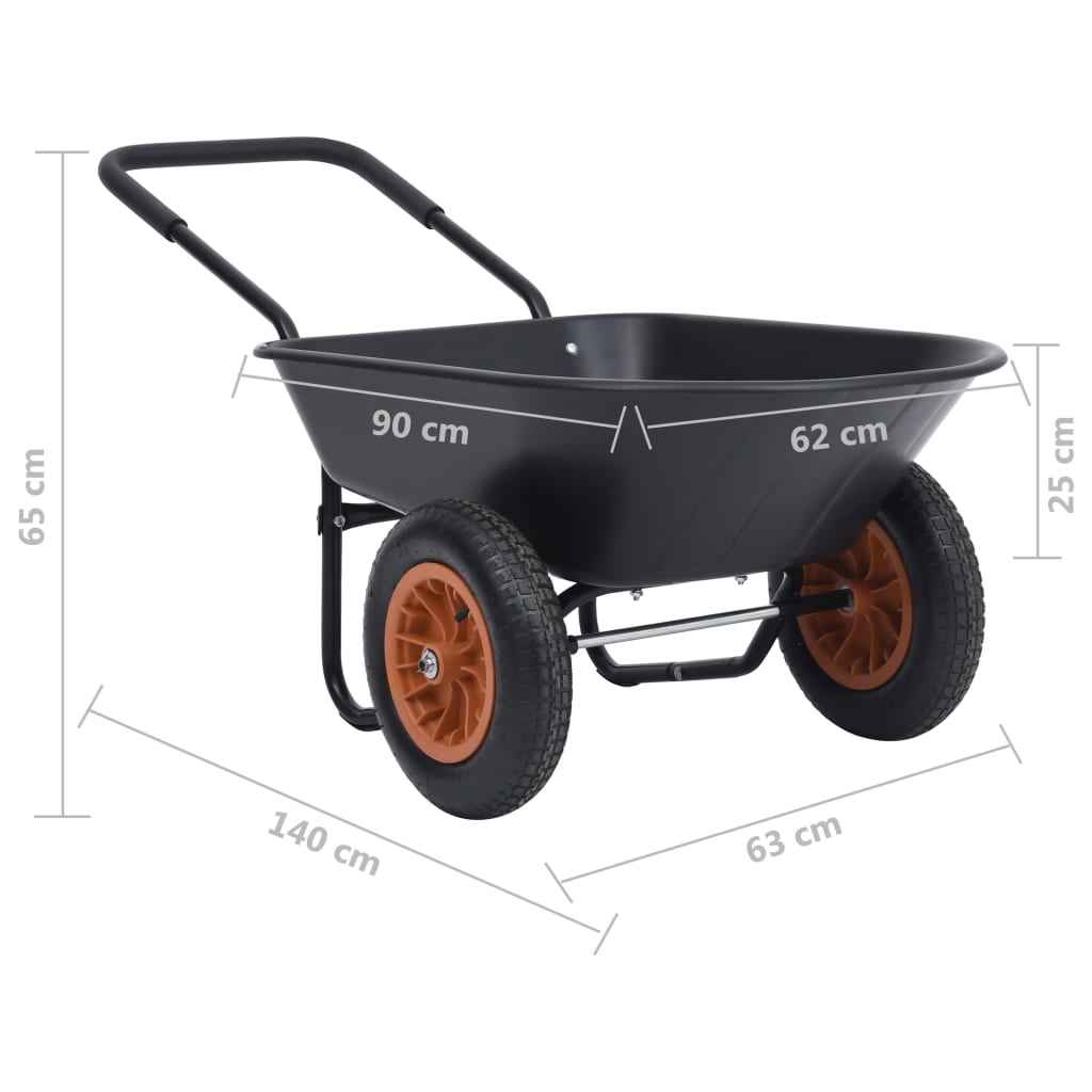 vidaXL Carrinho de mão 78 L 100 kg preto e laranja
