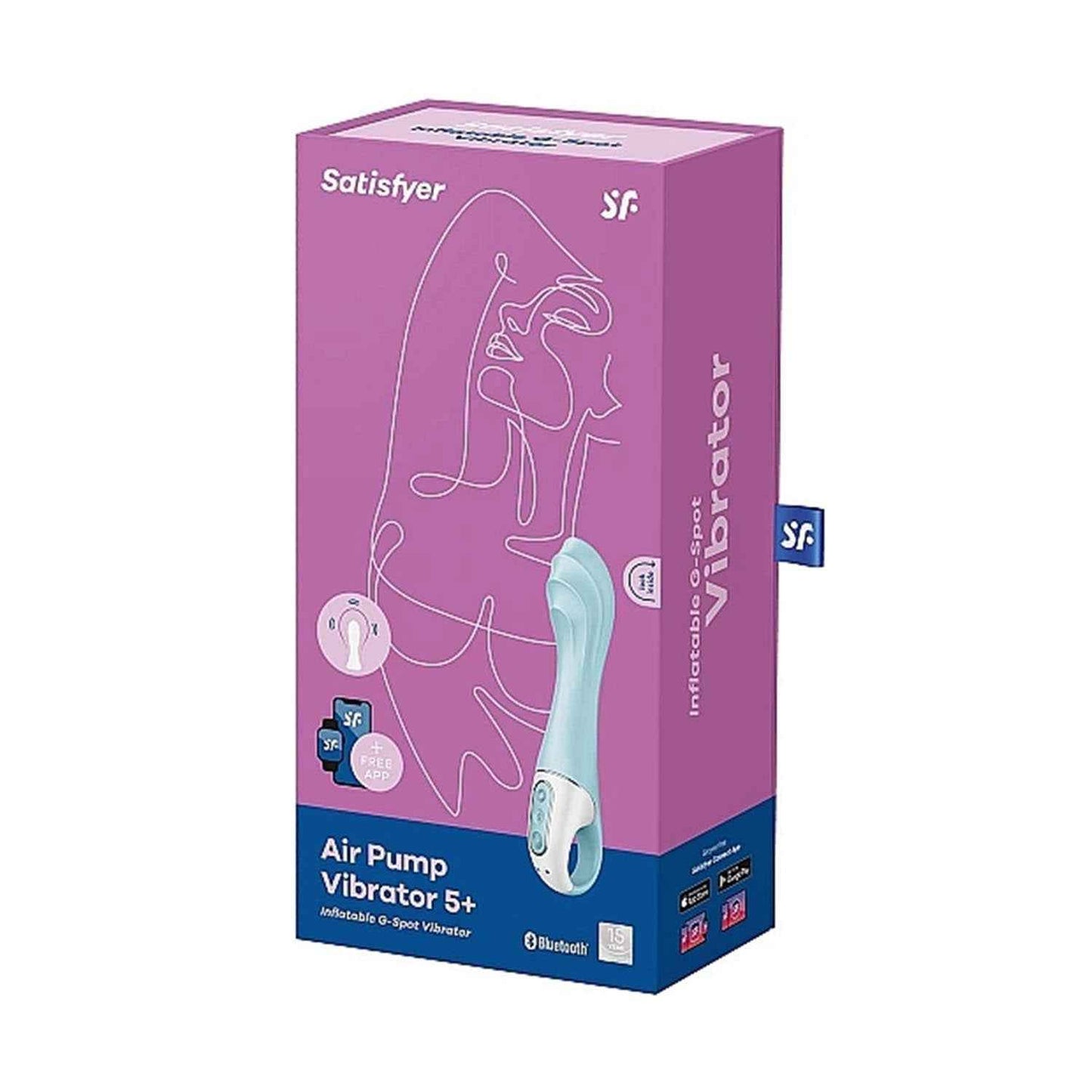 Satisfyer Air Pump Vibrator 5+ Vibrador Punto G Inflable Azul 1Un