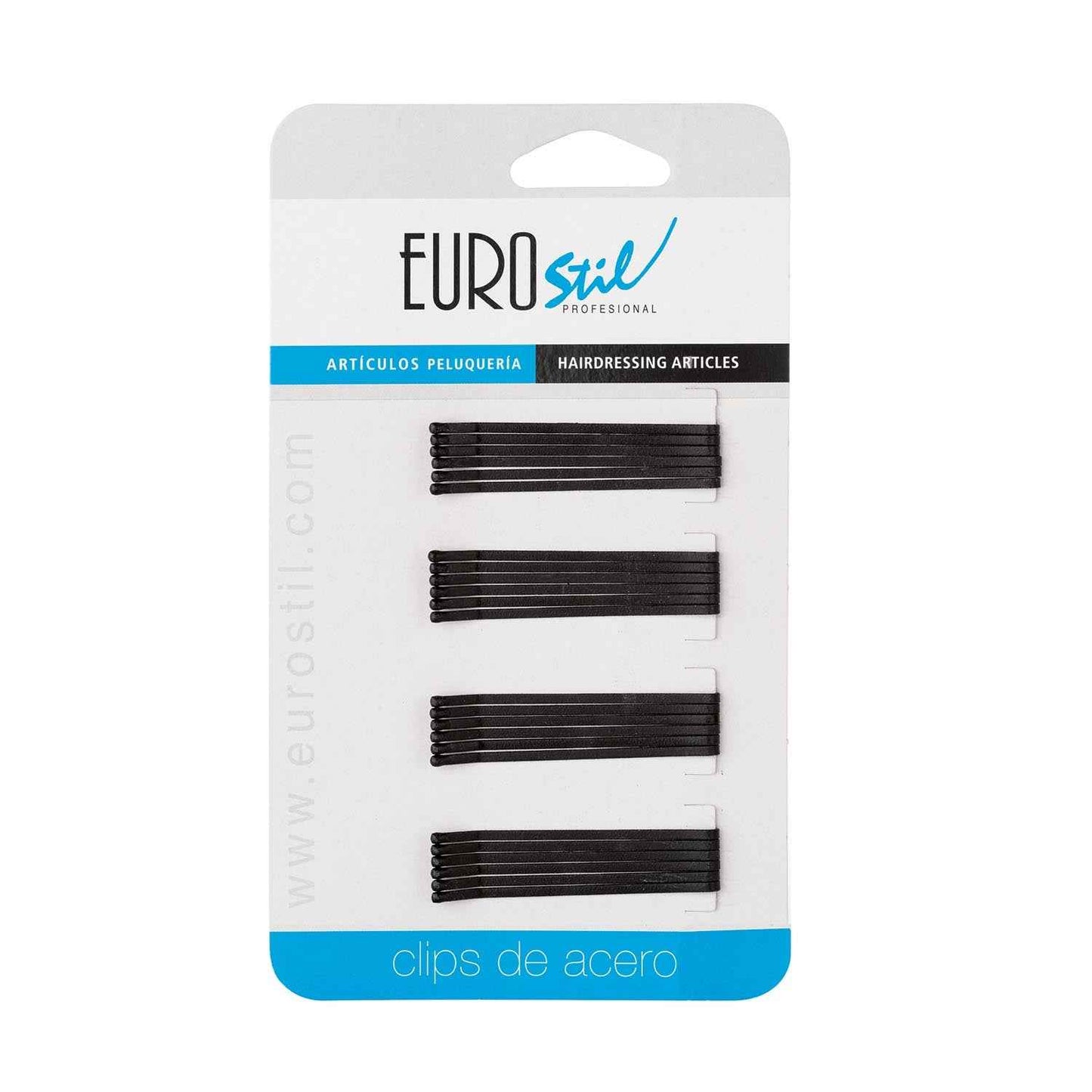 Eurostil Cabelo Caja De Clips Negro Negro Mate 50Mm 24Un