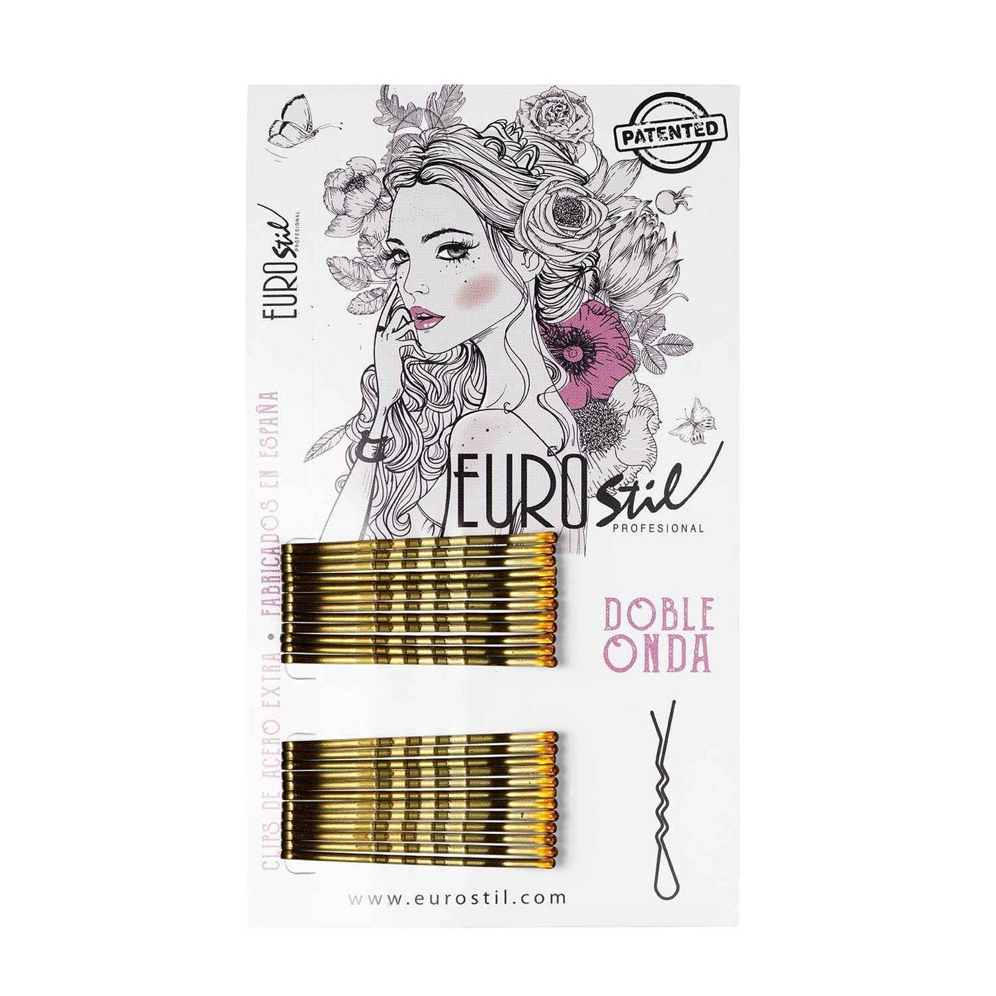 Eurostil Cabelo Caja De Clips Doble Onda Bronze 24Un