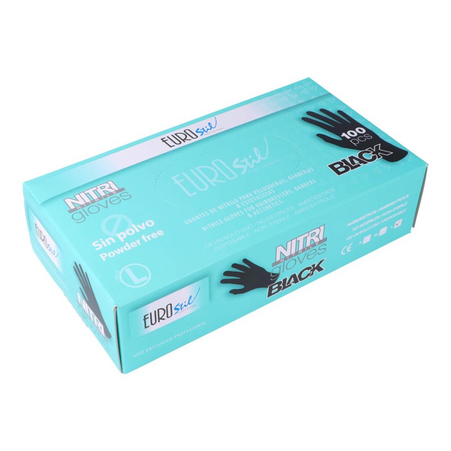 EUROSTIL CAJA GUANTES SIN POLVO GRANDE Y COLOR NEGRO NEGRO 1UN