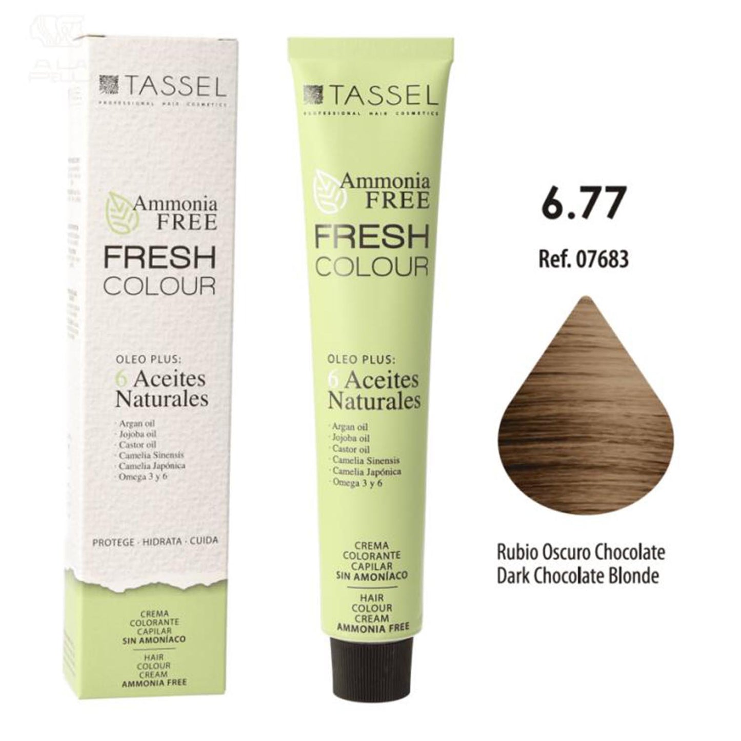 EUROSTIL FRESH COLOUR CREMA DECOLORANTE 6.77 RUBIO OSCURO CHOCOLATE SIN AMONIACO 1UN