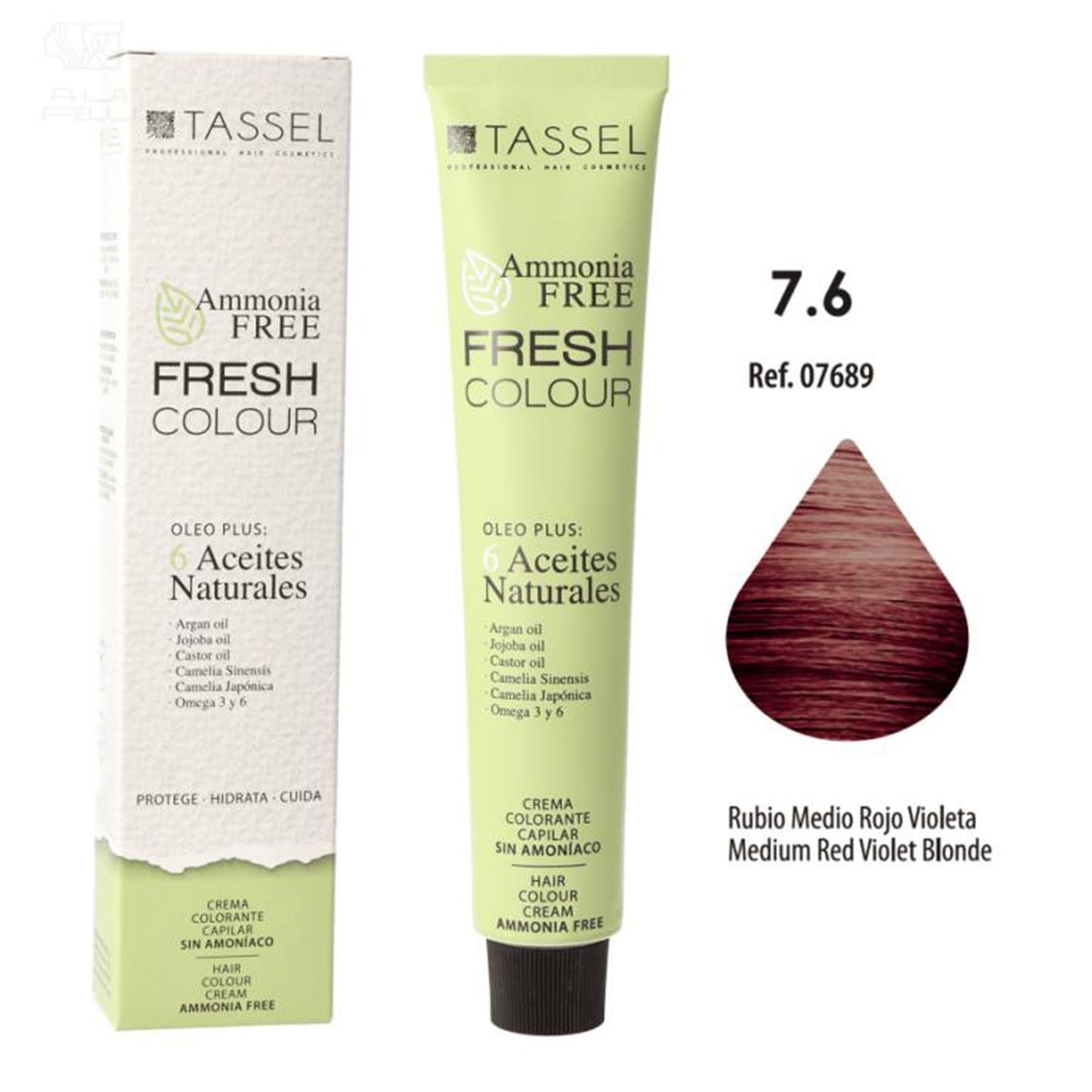EUROSTIL FRESH COLOUR CREMA DECOLORANTE 7.6 RUBIO MEDIO ROJO VIOLETA SIN AMONIACO 1UN