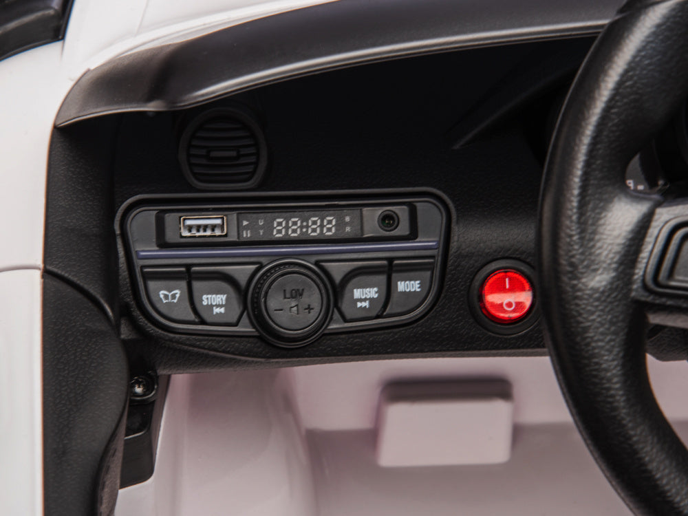 Porsche Spyder RS, 12 volt Kinder Accu Auto, rubberen banden, leder zitje en meer!
