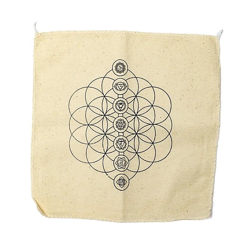 Kit de cristais dos 7 chakras com grelha e pontas de quartzo