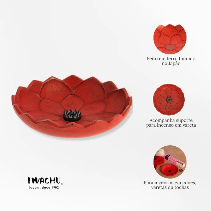 Incensário japonês em ferro fundido - Flor de lotus