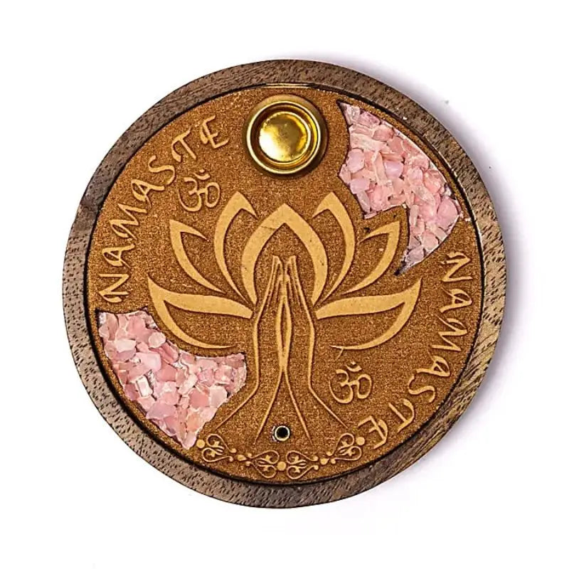 Incensário com Quartzo Rosa - Flor de lotus