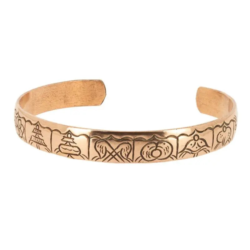 Pulsera ajustável em cobre - 8 símbolos auspiciosos