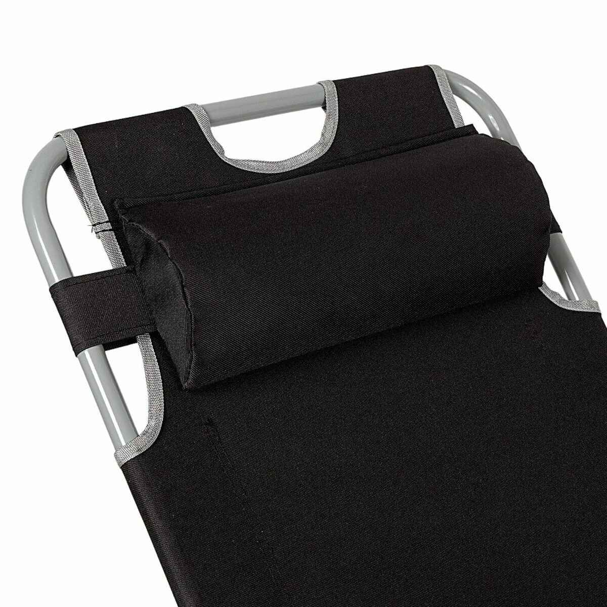 Espreguiçadeira reclinável Aktive Poliéster 600D Aço Preto 177 x 47 x 34 cm