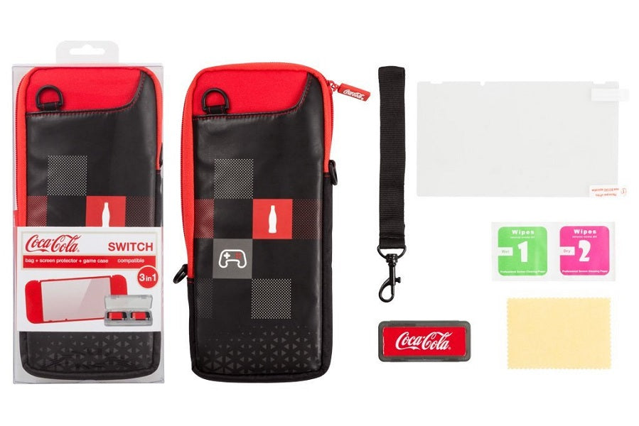 Kit 3 En 1 Bag + Screen Protector + Game Case Coca-Cola