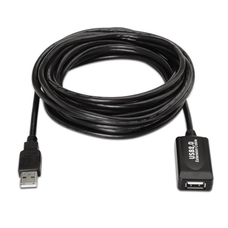 Cabo de Extensão USB 2.0 Aisens A101-0019 / USB Macho - USB Fêmea / Até 2,5w / 60mbps / 10m / Preto