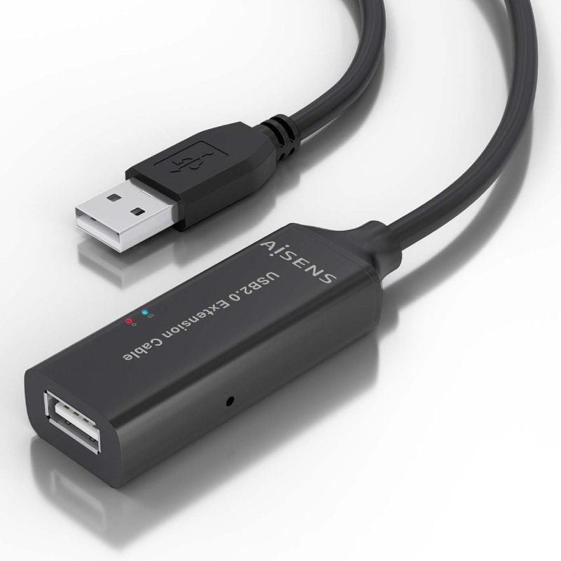 Cabo de Extensão USB 2.0 Aisens A101-0916 / USB Macho - USB Fêmea / 15m / Preto