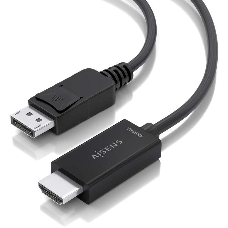 Cabo Conversor Aisens A125-0891 / Macho Displayport - Macho HDMI 4K / 60cm / Preto