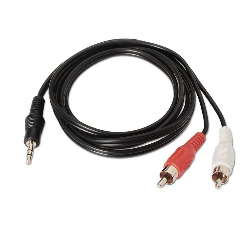 Cabo Estéreo A128-0148 da Aisens / Jack 3.5 Macho - 2x RCA Macho / Até 0.1w / 3m / Preto