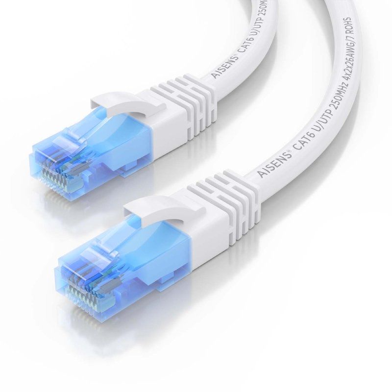 Cabo de Rede RJ45 AWG26 CCA UTP Cabo de Rede Aisens A135-0821 Cat.6 / 2m / Branco