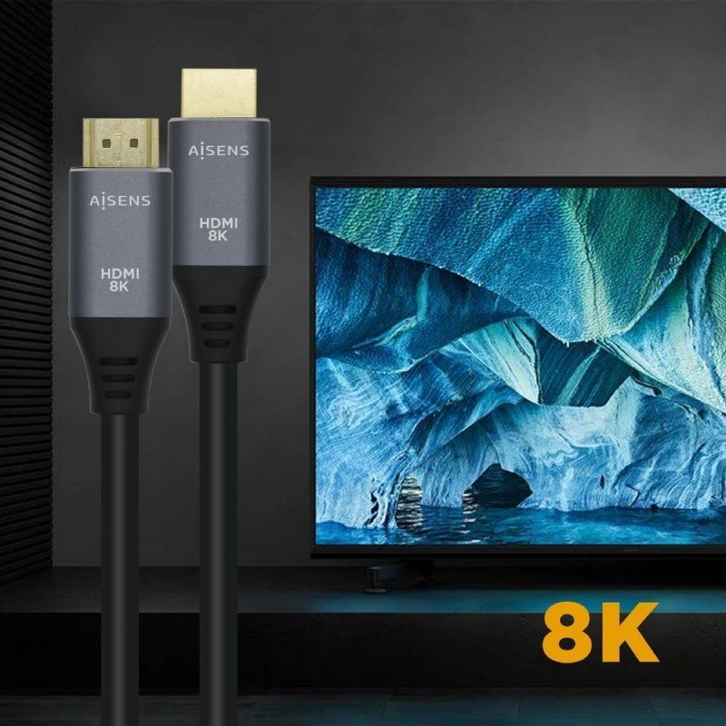 Aisens A150-0428 Cabo HDMI 2.1 8K HDMI Macho - HDMI Macho / 2m / Cinzento Preto